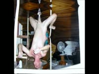 Strange bdsm fetish capture features soaking wet pussy with wide open eye and bright teeth